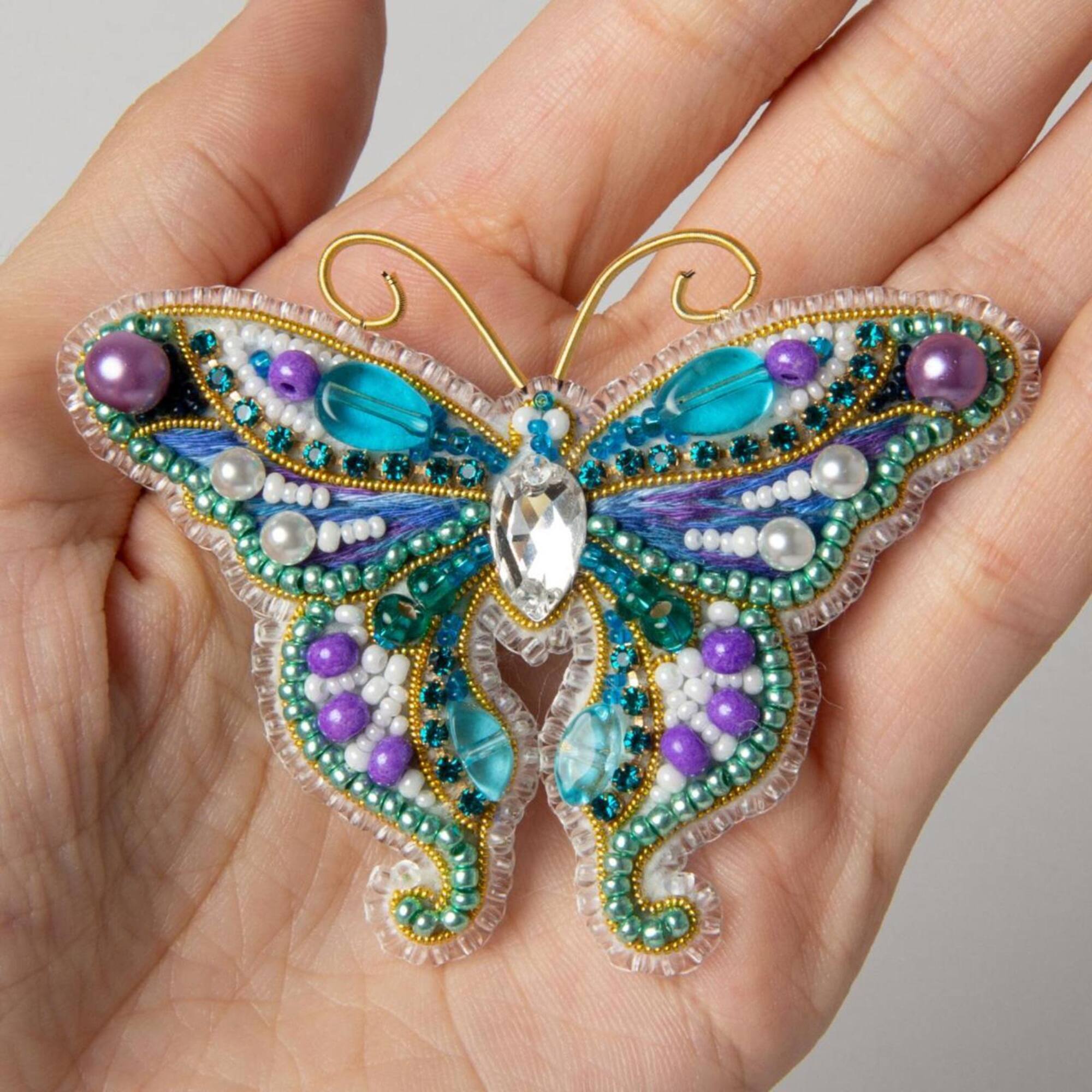Charivna Mit Crystal Art Beadwork Butterfly Brooch Kit